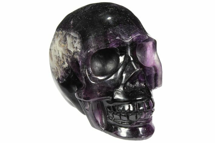 Carved, Banded Purple Fluorite Skull #110116
